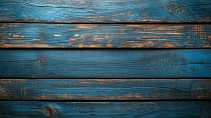 Poster - This closeup reveals a vibrant blue wooden panel showcasing intricate textures and grain patterns, emphasizing the natural beauty and craftsmanship of the wood surface