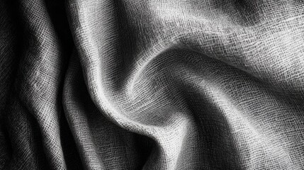 Poster - A top-down view reveals a textured fabric in grayscale, highlighting intricate patterns and weaves with subtle light and shadow play, enhancing its depth and visual appeal