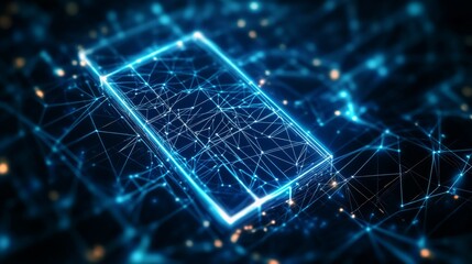Poster - An abstract battery charging icon appears, composed of vibrant lines and triangles connected in a detailed network, showcasing modern technological design elements