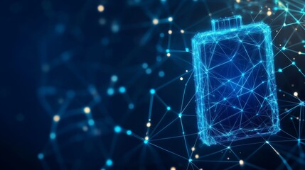 Poster - An abstract battery charging icon made from lines and triangles is showcased, representing connectivity and energy in a digital landscape