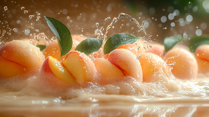 Poster - A close up of a bunch of oranges with water splashing around them