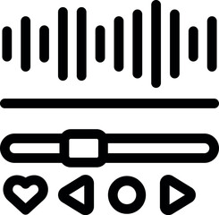 Poster - Simple icon of a music player interface showing an audio waveform, a progress bar, and control buttons