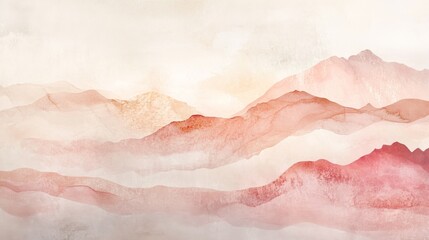 Poster - The artwork features soft pink and beige hues in various layers, blending to form a tranquil abstract landscape that evokes calmness and serenity