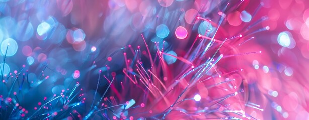 Poster - A mesmerizing and stunning blend of blue and pink bokeh lights that creates an enchanting abstract atmosphere