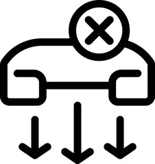 Poster - Black outline icon of a phone receiving data with an error cross symbol
