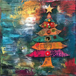 © TiA - Abstract Christmas Tree Artwork, Vibrant Colors, Festive and Creative Holiday Decor
