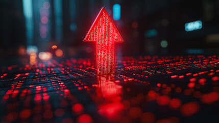 Poster - A red arrow is on a black background. The image has a futuristic feel to it