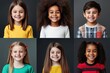 © Miss V - group of happy young children of different gender and ethnicity,  posing and smiling. They are looking forward to go back to school