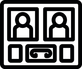 Poster - Simple black and white icon of a video conference interface showing two people having an online meeting