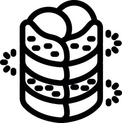 Canvas Print - Simple vector icon of a sushi roll being prepared with sesame seeds, nori seaweed and rice