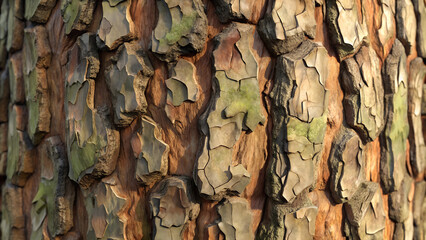 Intricate tree bark texture in earthy tones for natural pattern background