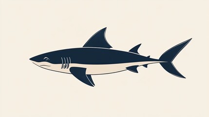 Poster - A minimalist, symmetrical illustration of a hybrid cat-animal-shark creature, blending elements of each in a sleek, modern design.