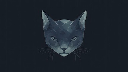 Poster - A minimalist, symmetrical illustration of a hybrid cat-animal-shark creature, blending elements of each in a sleek, modern design.