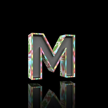 ''M'' Latter text effect 3d neon light background