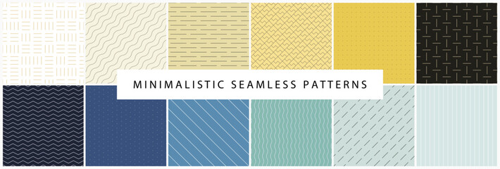 Wall Mural - Collection of minimalistic striped seamless outline patterns. Color repeatable elegant backgrounds. Unusual simple endless textures