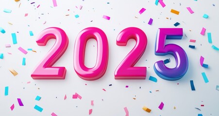 Wall Mural - 2025 text happy new year eve holiday