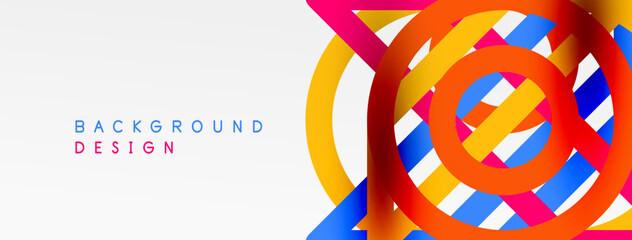 Aufkleber - Abstract background - colorful circle lines technology or business digital template