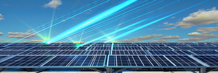 energy efficiency: a solar power array collects energy from laser beams focused by giant mirrors.