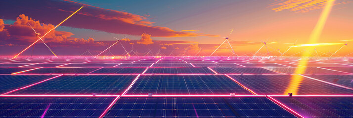Energy Efficiency: A solar power array collects energy from laser beams focused by giant mirrors.