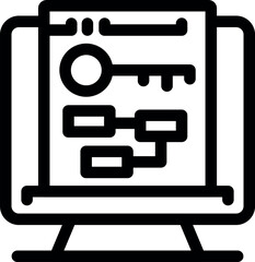 Poster - Computer is showing keyword research with a key icon on a whiteboard