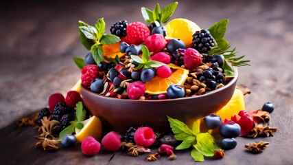 Wall Mural -  Fresh and vibrant fruit salad ready to be enjoyed