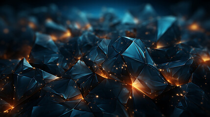 Wall Mural - A polygonal space low-poly dark background is showcased abstractly.