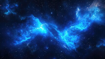 Cosmic blue galaxy with swirling stars and luminous nebulae, creating a captivating and awe-inspiring space background.