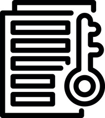 Poster - Black icon of a document with text lines and a key representing kpi for business analysis