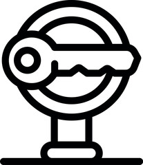Poster - Simple, bold line art icon of a key sitting on a pedestal, symbolizing global security and access