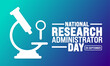 © Neelrong - National Research Administrator Day background or banner design template. Holiday concept. Template for background, banner, card, poster, placard, design template with unique shapes.