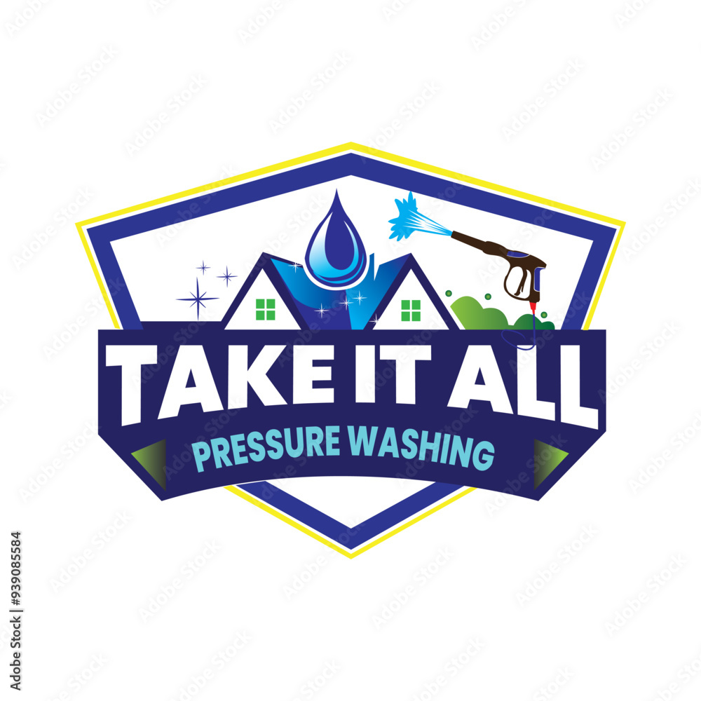 Pressure washing logo, Illustration vector power washing logo design ...