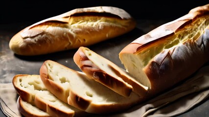 Poster -  Deliciously toasted baguette slices ready to be savored