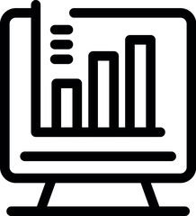 Poster - Simple, bold icon of a computer screen displaying a growing bar chart, perfect for representing business growth and success