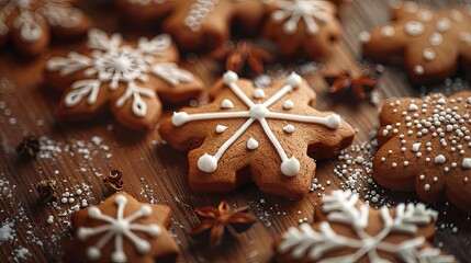 Holiday gingerbread treats with festive decoration and room for message 