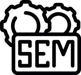 Poster - Line vector icon of the concept of search engine marketing represented by two gears working together