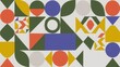© cherif - illustration of a cool abstract geometric shapes background. There are various shapes in different sizes and colors, including circles, triangles, squares, and hexagons