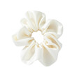 © Shilpi - a white silk scrunchie on Isolated transparent background png. generated with AI