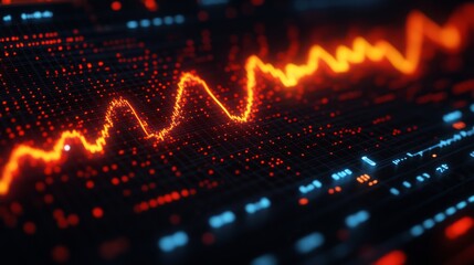 Aufkleber - Close-up of a waveform on an audio analyzer screen, showing detailed peaks and troughs of electrical signals