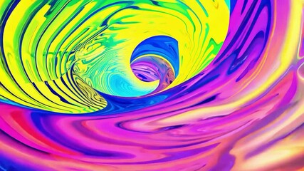 Poster - A vibrant swirl of colors forms a mesmerizing vortex in an artistic display created during a lively paint pouring session in a studio