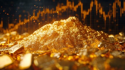 Poster - Close-up of an investment dashboard displaying a gold price chart with real-time updates and analytics