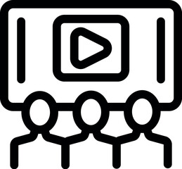 Poster - Icon of group of students watching online course video tutorial on big screen