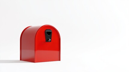 Poster - Isolated closed red mailbox on a clean white background, showcasing a classic design with a simple and bold look.