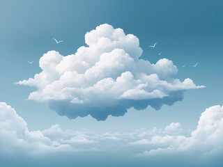 Wall Mural - Cartoon cloudscape illustration, clouds on blue sky