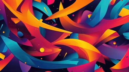 Poster - Vibrant abstract composition with dynamic shapes and colors, perfect for modern design and artistic backgrounds.