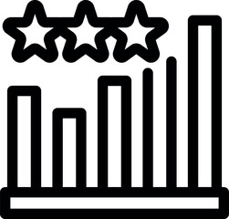 Poster - Line art icon of a bar chart showing increasing stats with a five stars ranking