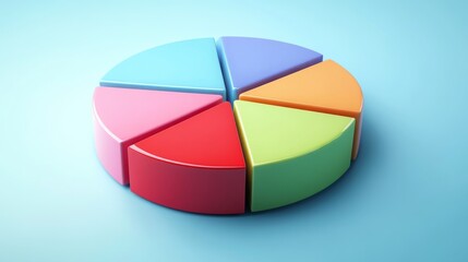 Aufkleber - Colorful 3D pie chart with segments tilted slightly, showing depth and perspective, business theme
