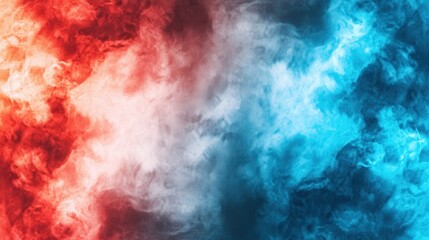 Aufkleber - Dynamic abstract background of red and blue smoke merging on a dark backdrop, creating a vibrant and artistic visual effect.