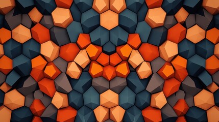 Poster - Abstract geometric background with orange and blue polygonal shapes, creating a modern and vibrant pattern suitable for digital art and design.
