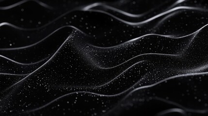 Poster - Abstract black wave pattern with glitter texture, creating a mesmerizing and elegant visual effect for various creative uses.