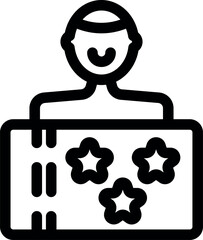 Poster - Line art icon of an athlete holding a scoreboard with three stars, representing victory and achievement in sports